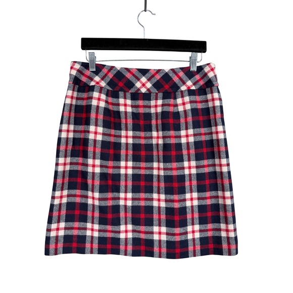 Talbots Dresses & Skirts - Talbots Plaid Skirt Womens 8 Red Blue White Wool Blend A-Line Pockets 2014